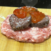 Burger Ternasco, Morcilla y confitura pimiento de Carnicería Víctor Salvo