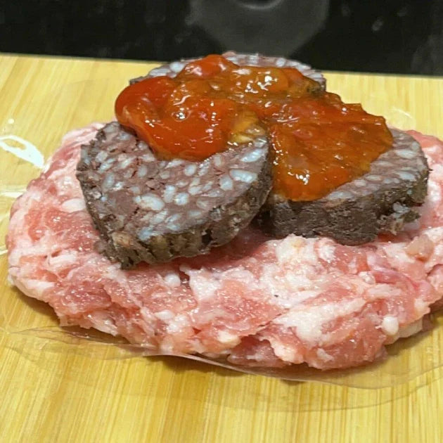 Burger Ternasco, Morcilla y confitura pimiento de Carnicería Víctor Salvo