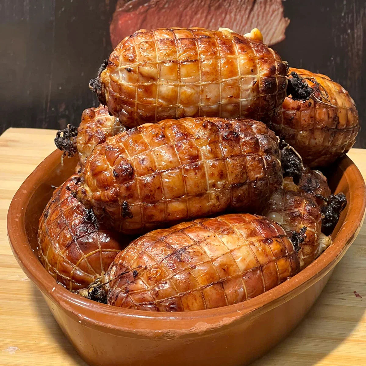 Cacerola de muslo de pollo asado relleno de Carnicería Víctor Salvo